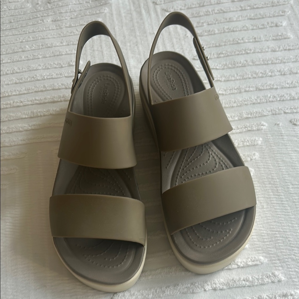 CROCS Tan Platform Sandals